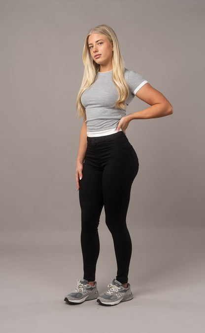 Womens Contour Mid Waisted Fitjeans - Black