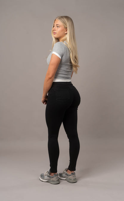 Womens Contour Mid Waisted Fitjeans - Black