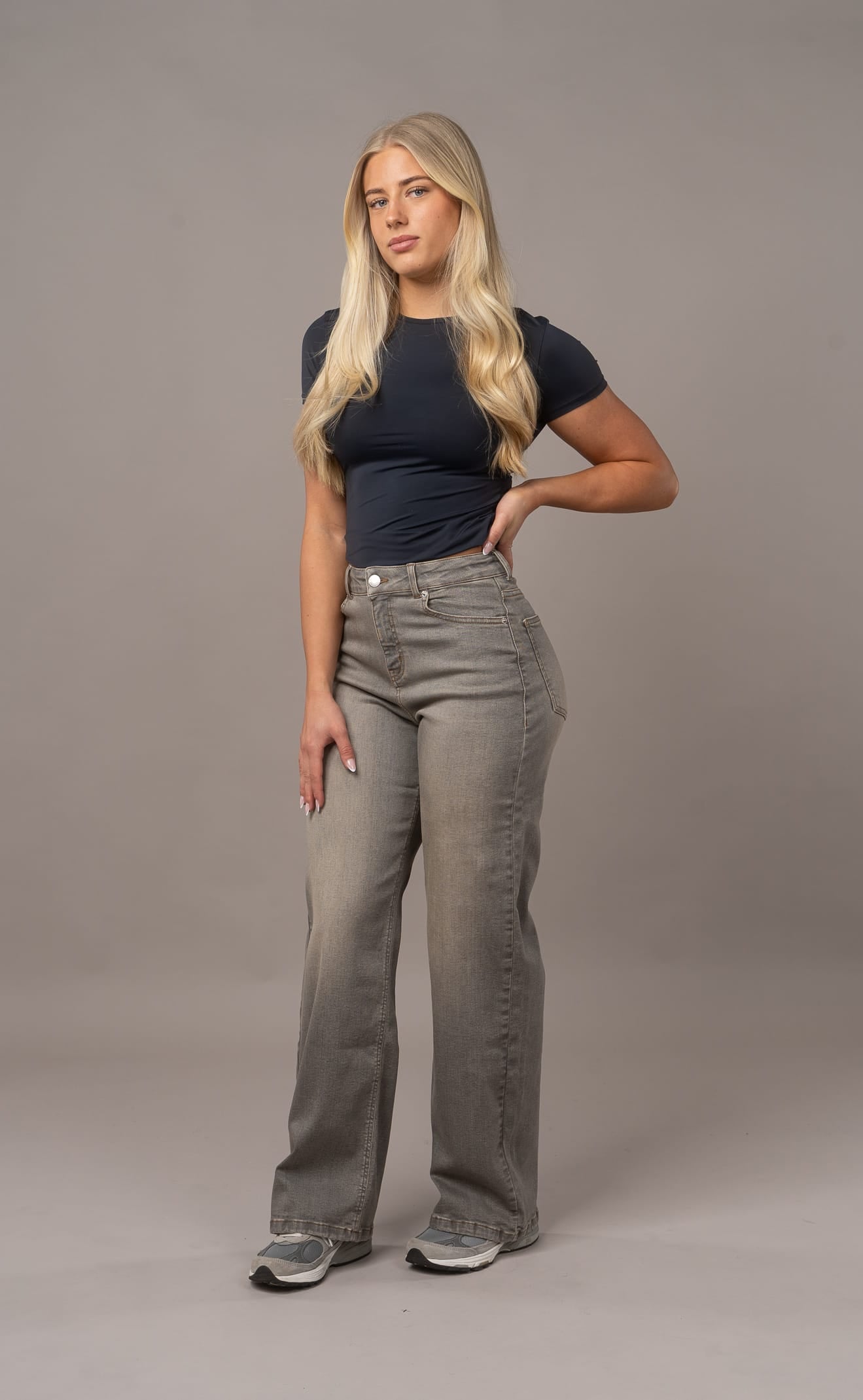 Womens Baggy Fitjeans - Warm Grey