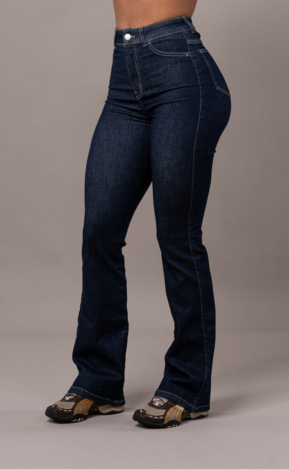Womens Flared Fitjeans - Rinse Blue