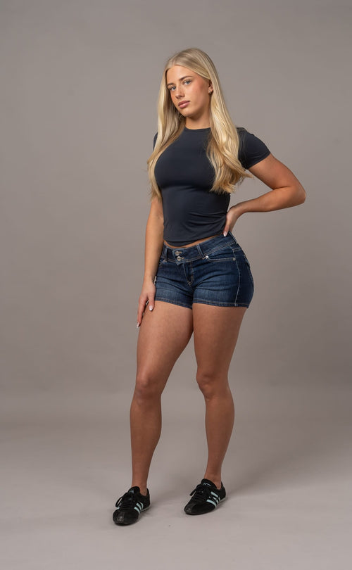 Denim Mini Shorts - Mid Blue