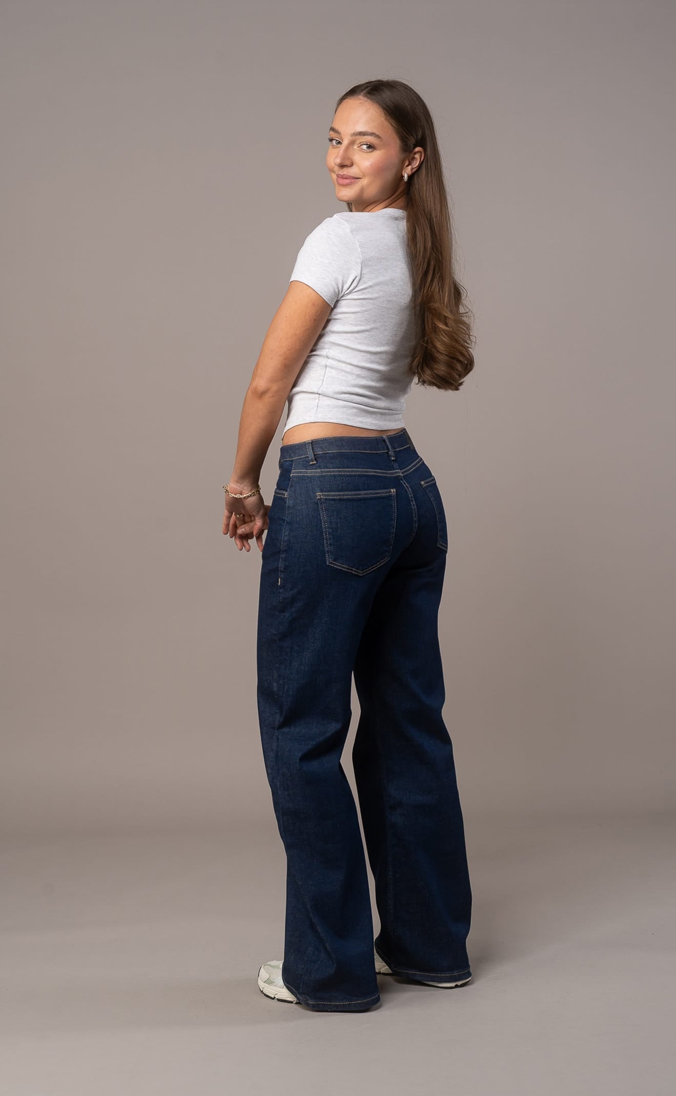 Womens Baggy Low Waisted Fitjeans - Dark Blue