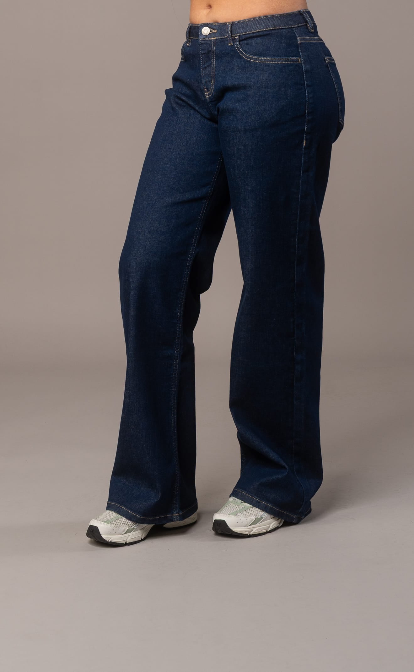 Womens Baggy Low Waisted Fitjeans - Dark Blue
