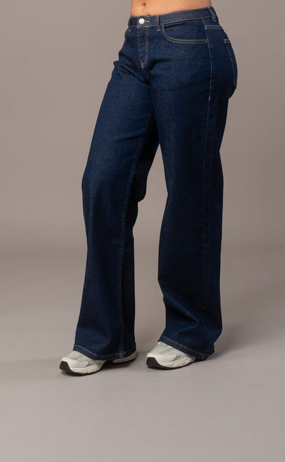 Womens Baggy Low Waisted Fitjeans - Dark Blue