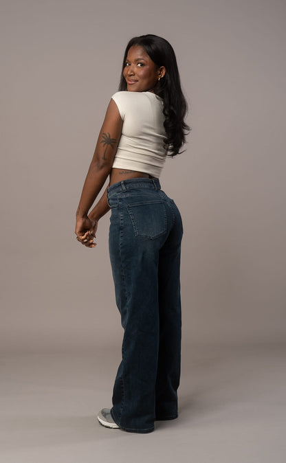 Womens Baggy Fitjeans - Emerald Blue