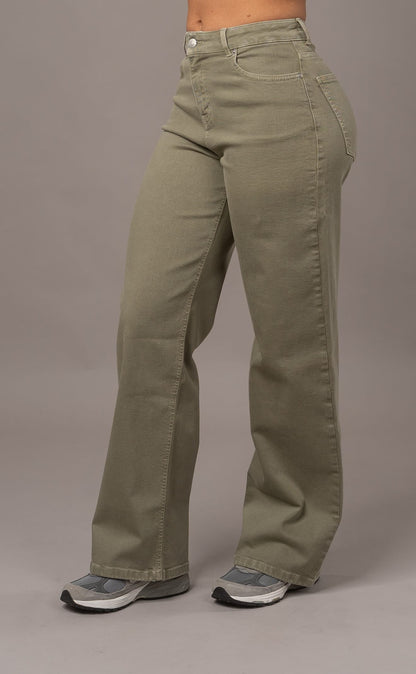 Womens Pastel Baggy Fitjeans - Khaki