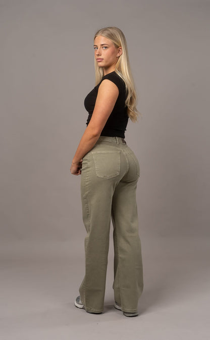 Womens Pastel Baggy Fitjeans - Khaki