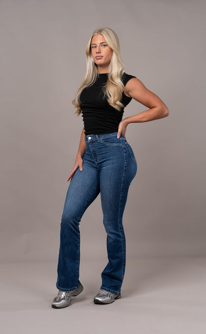 Womens Flared Fitjeans - Sapphire Blue