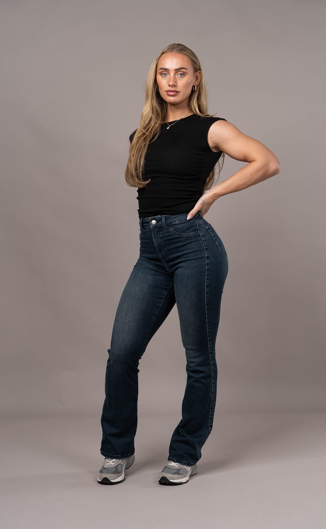 Womens Flared Fitjeans - Emerald Blue