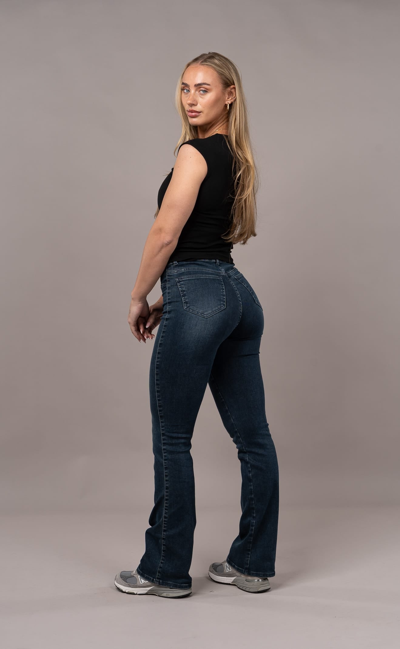Womens Flared Fitjeans - Emerald Blue