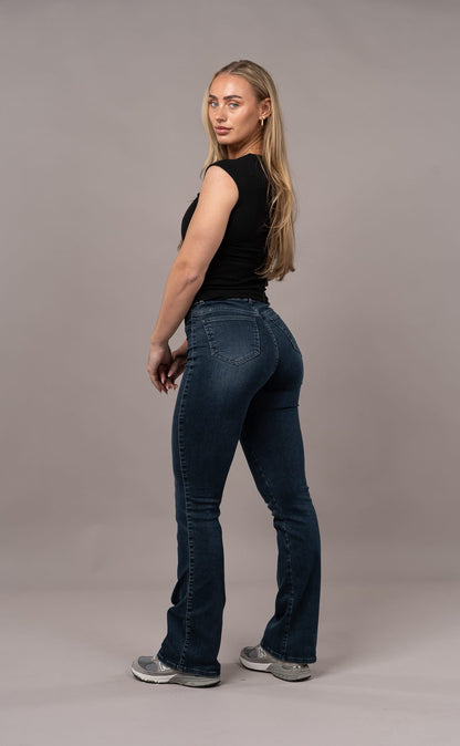 Womens Flared Fitjeans - Emerald Blue