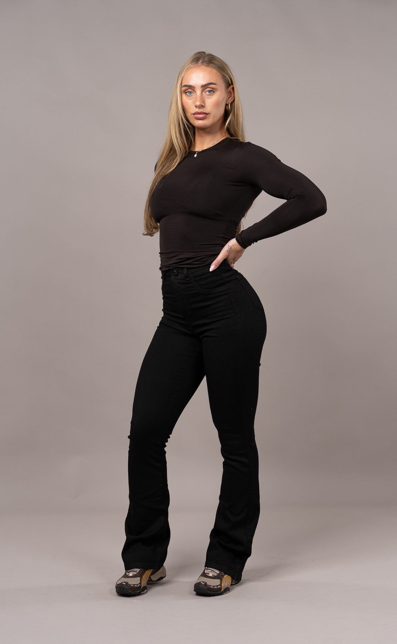 Womens Flared Fitjeans - Black