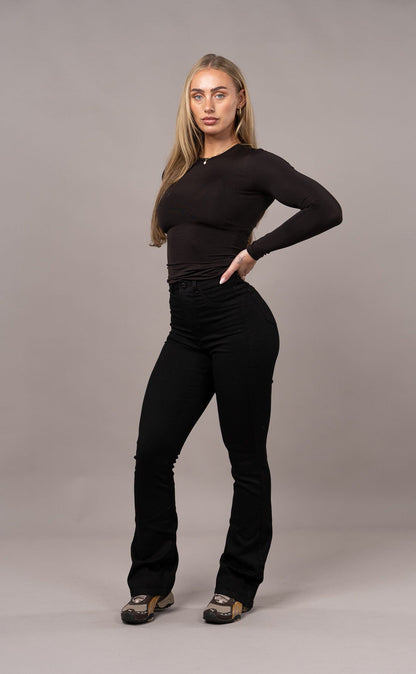 Womens Flared Fitjeans - Black