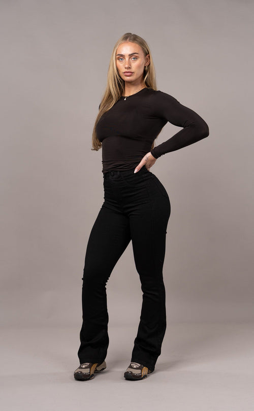 Womens Flared Fitjeans - Black