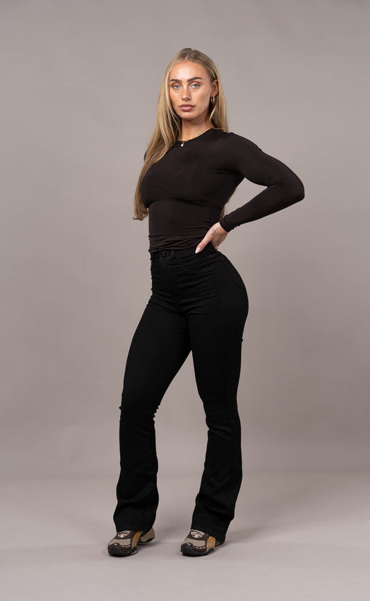 Womens Flared Fitjeans - Black