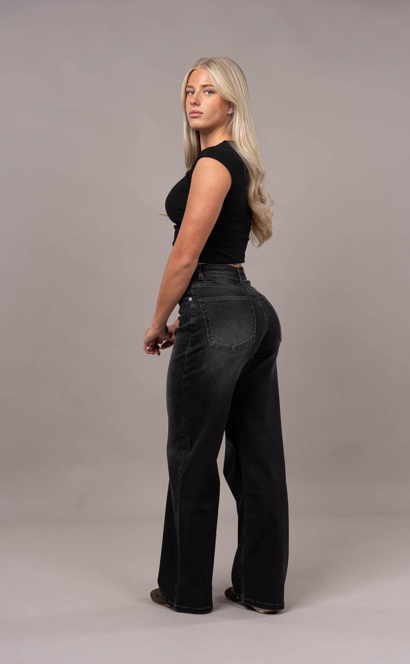 Womens Baggy Fitjeans - Worn Black