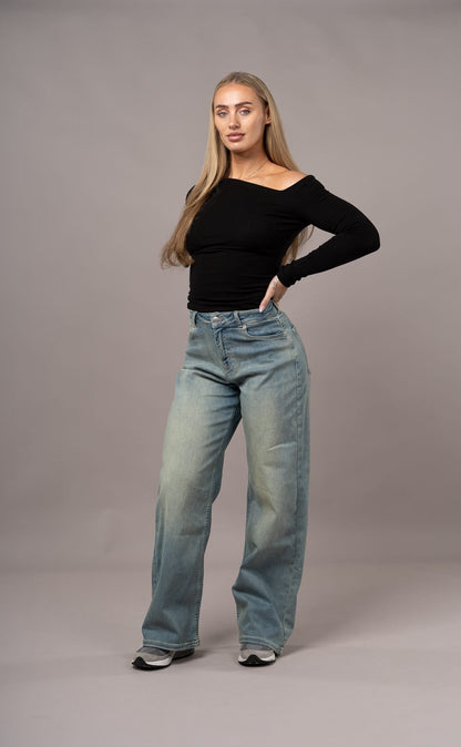 Womens Baggy Fitjeans - Distorted Blue