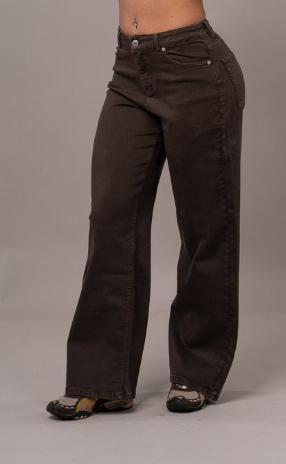 Womens Pastel Baggy Fitjeans - Dark Brown
