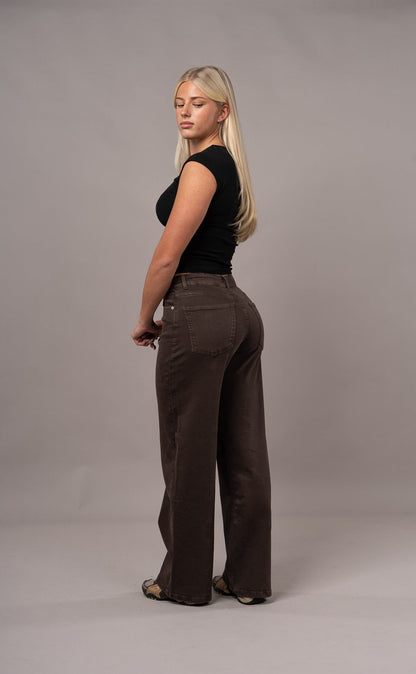 Womens Pastel Baggy Fitjeans - Dark Brown