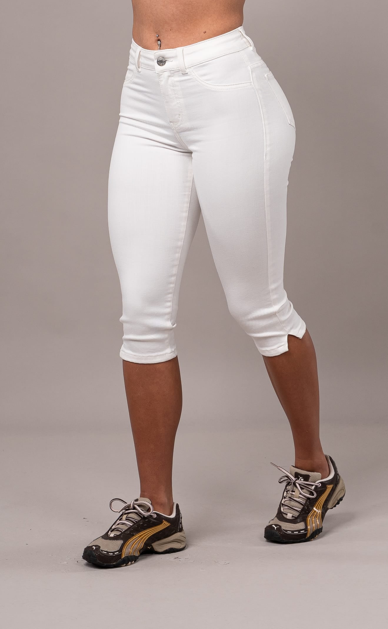Womens Capri Fitjeans - White