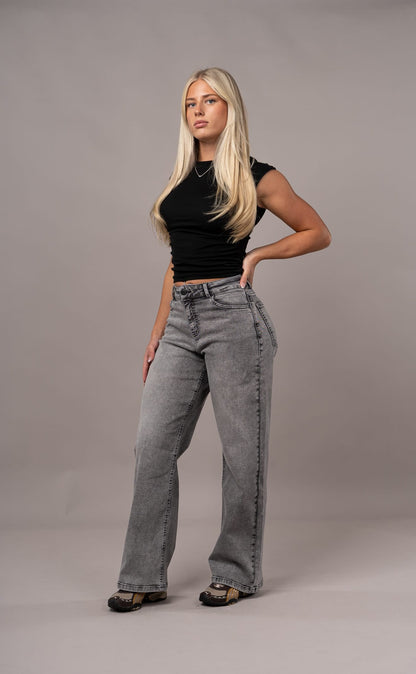 Womens Baggy Fitjeans - Heavy Washed Grey