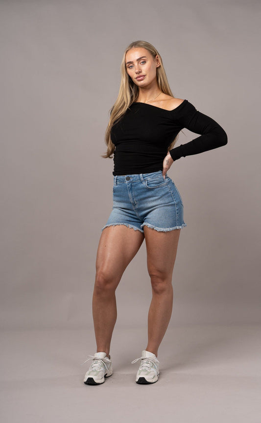 Womens Fitjeans Shorts - Azure Blue