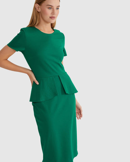 Irena Peplum Ponti Dress