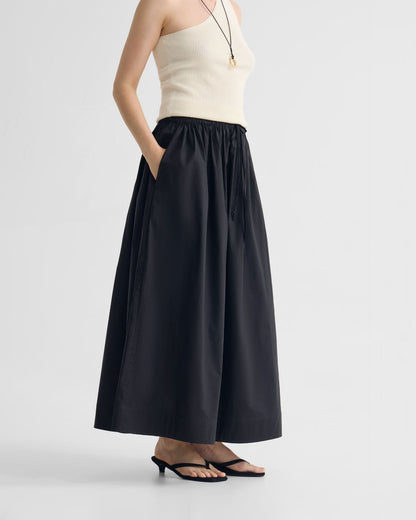 Olive Cotton Maxi Skirt