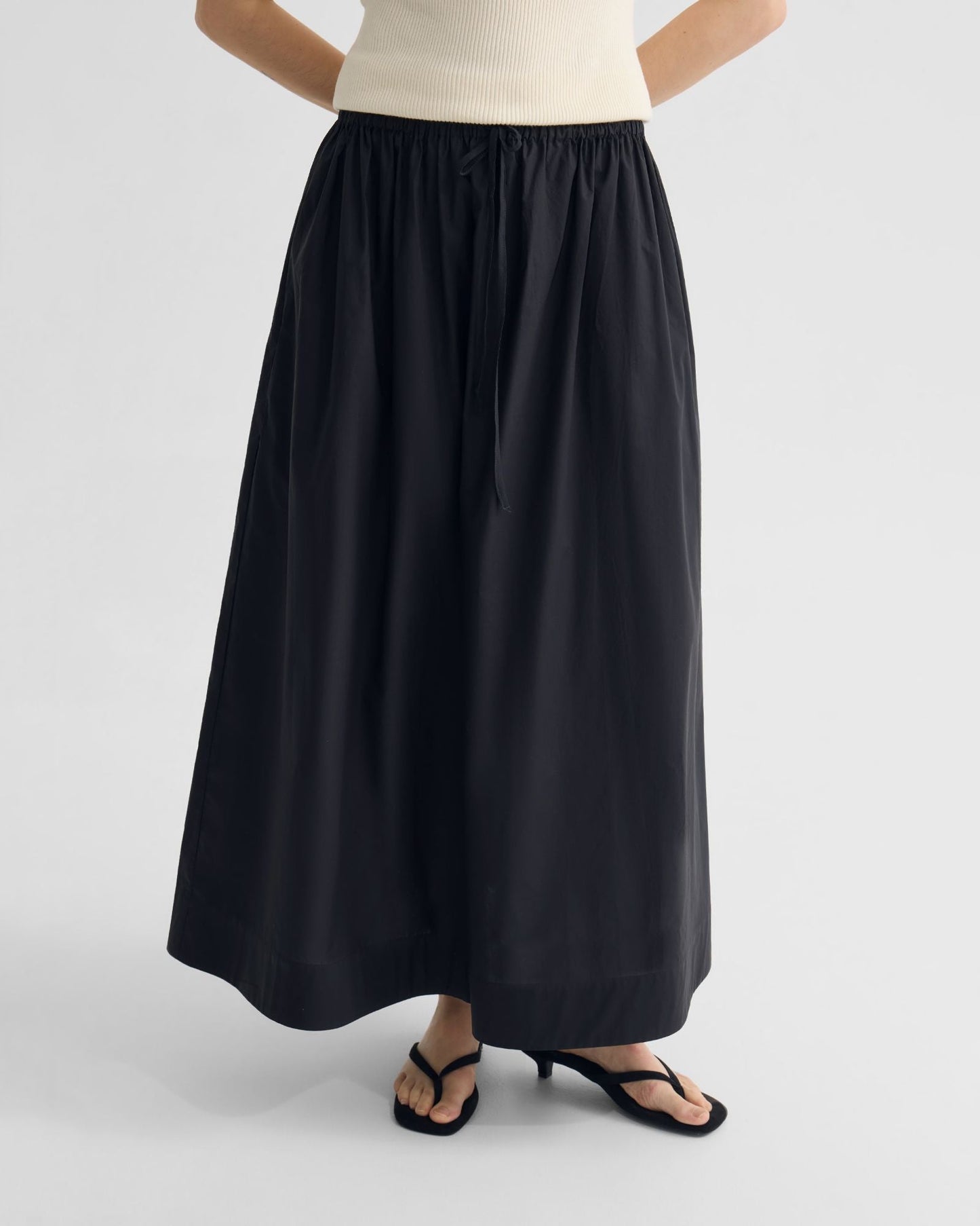 Olive Cotton Maxi Skirt