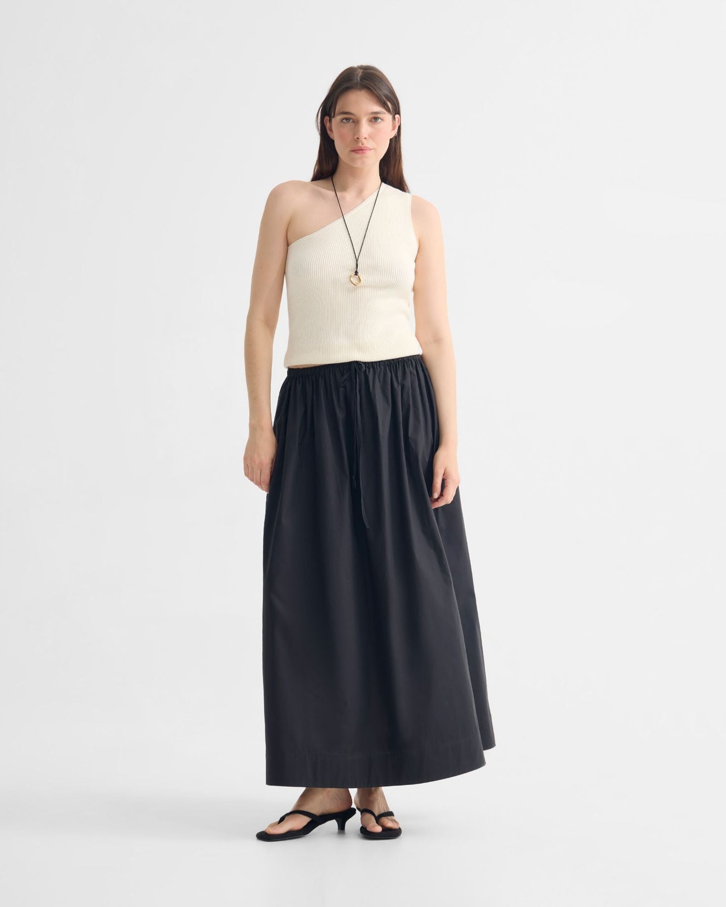 Olive Cotton Maxi Skirt