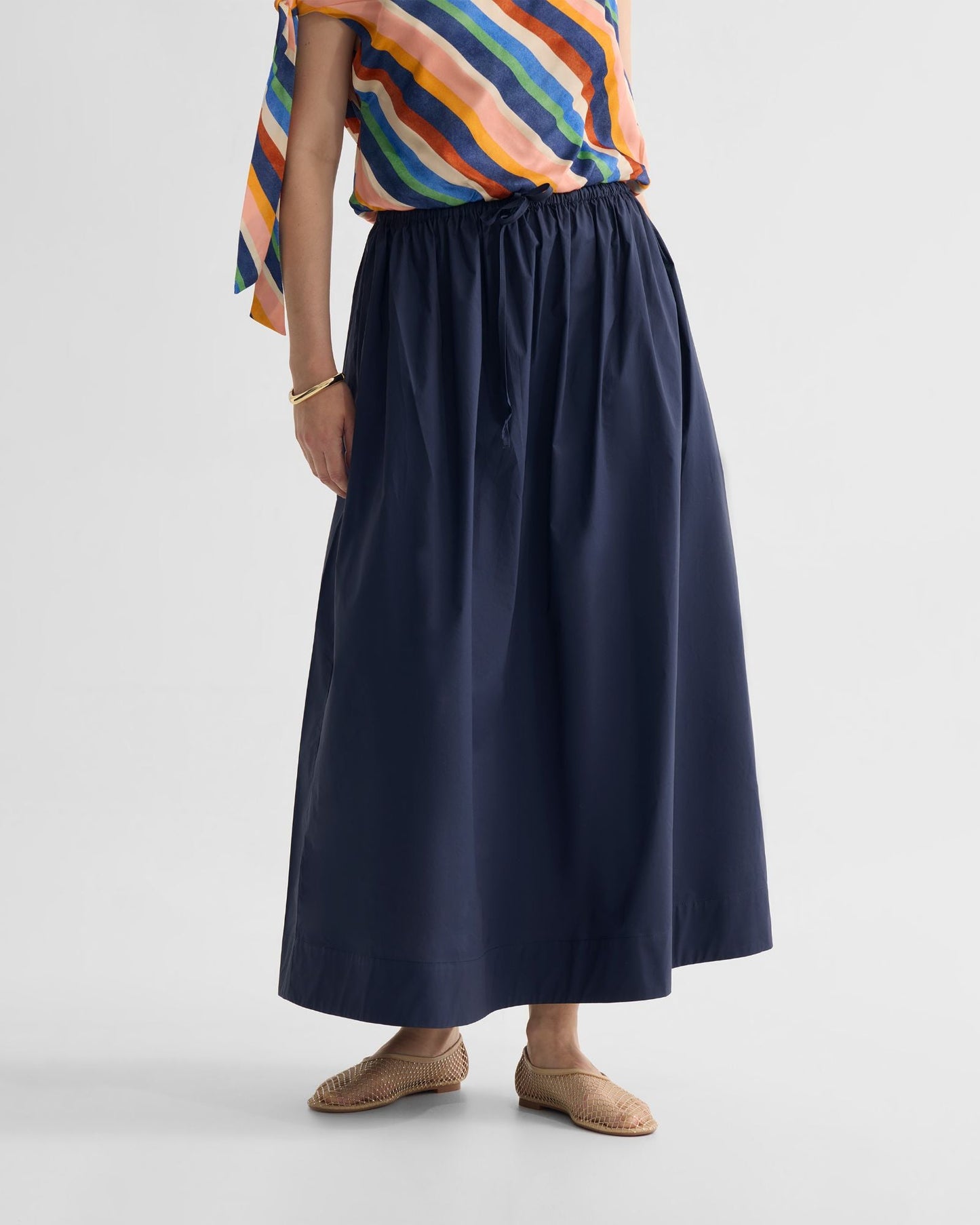 Olive Cotton Maxi Skirt