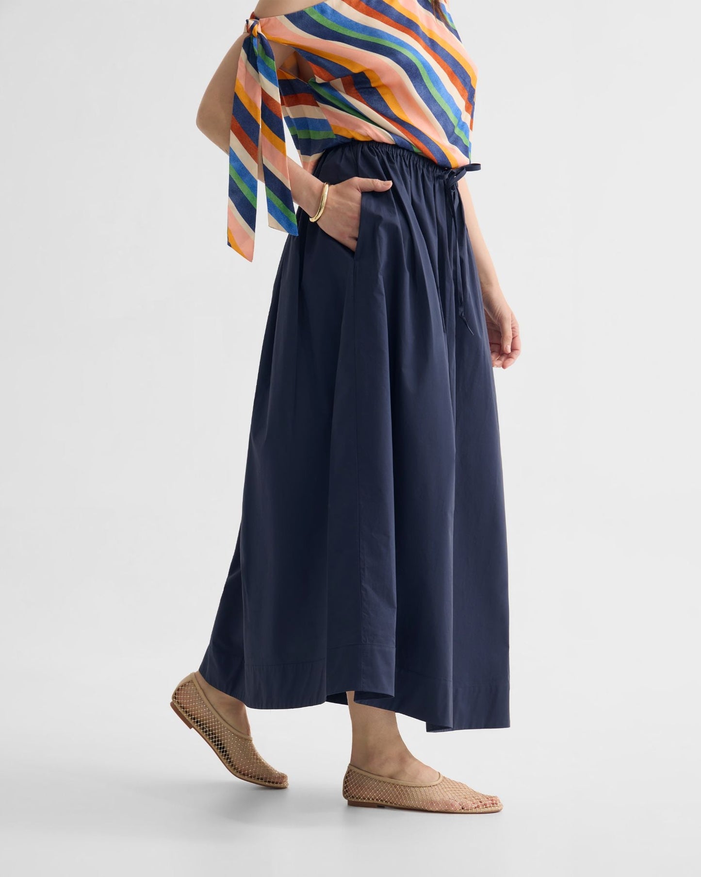 Olive Cotton Maxi Skirt