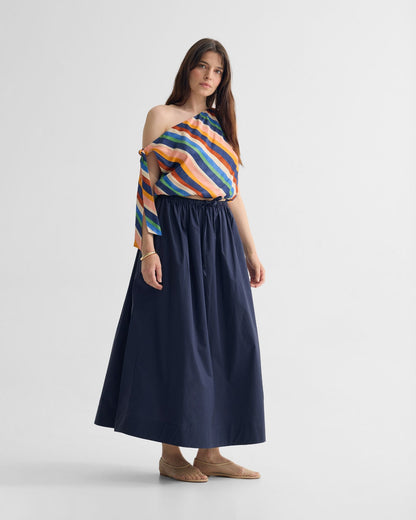 Olive Cotton Maxi Skirt