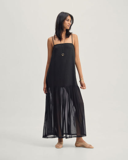 Kristel Linen And Mesh Dress
