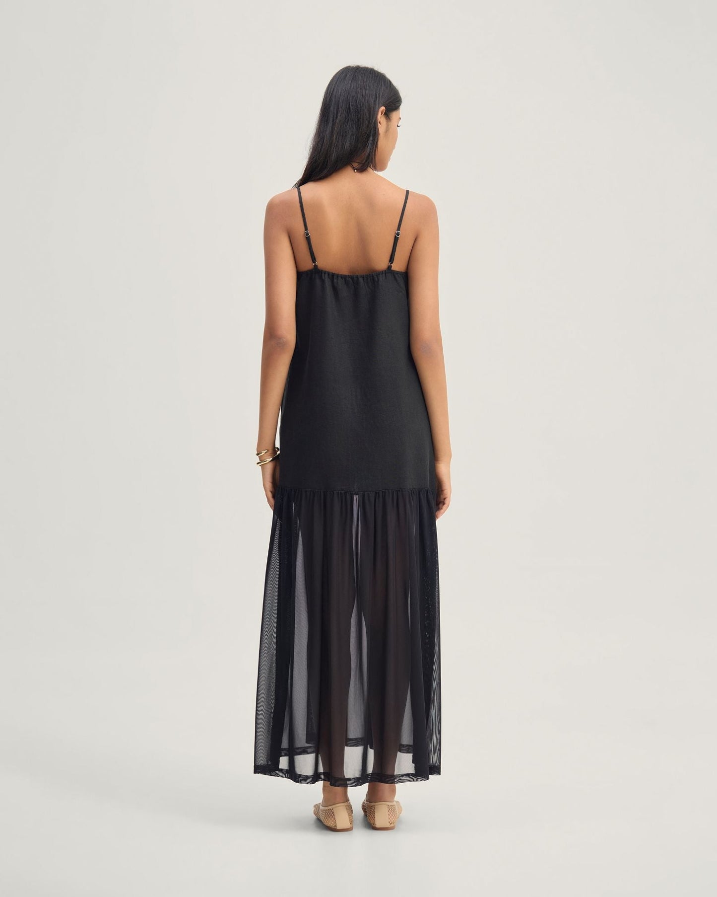 Kristel Linen And Mesh Dress
