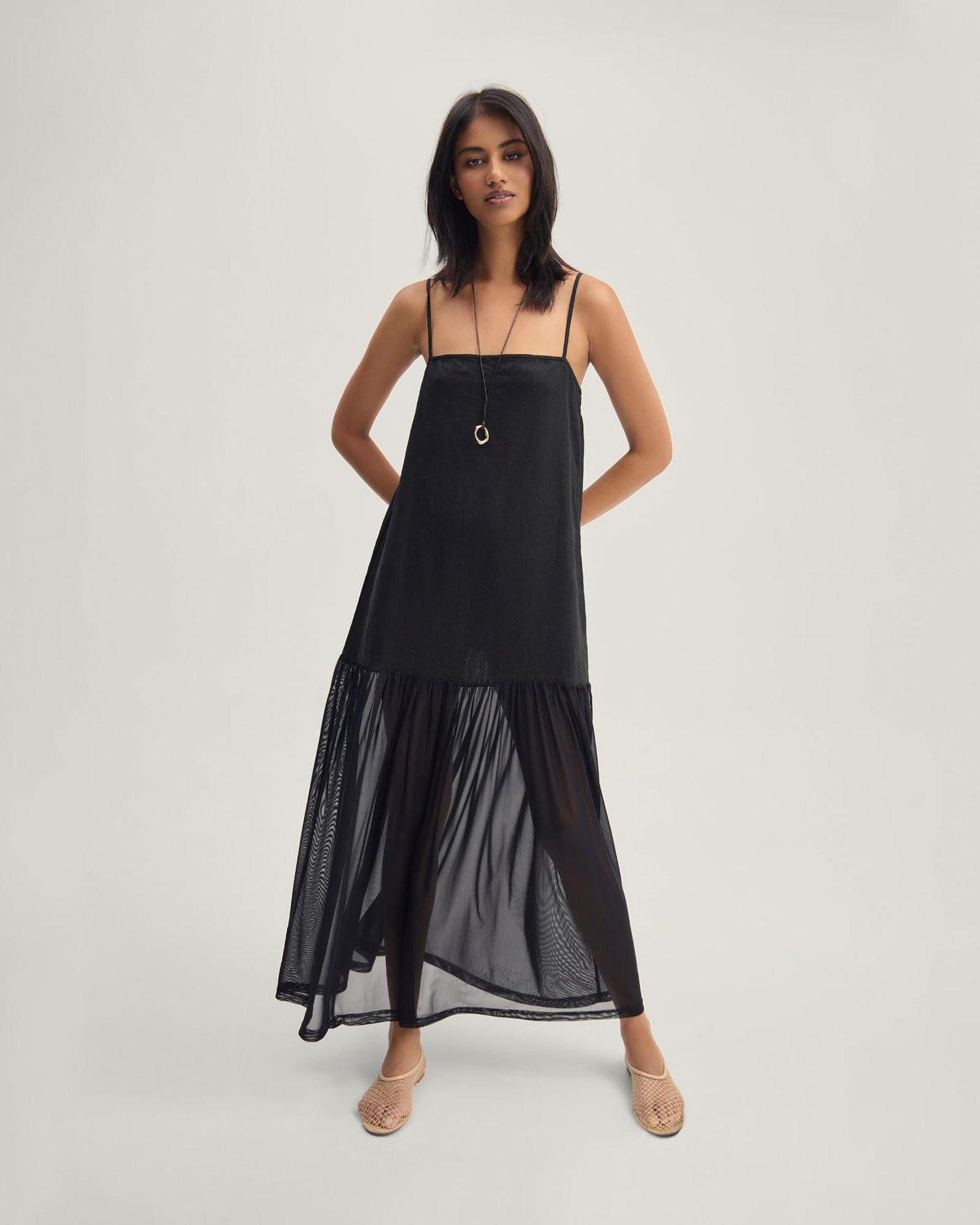 Kristel Linen And Mesh Dress
