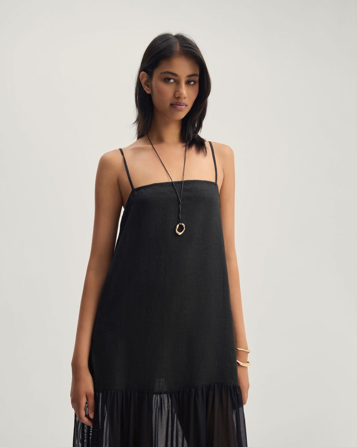 Kristel Linen And Mesh Dress