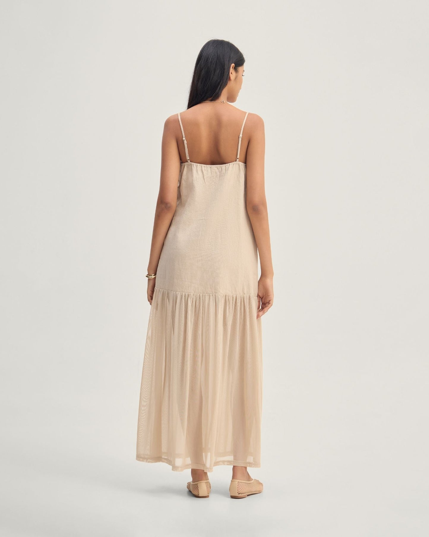 Kristel Linen And Mesh Dress