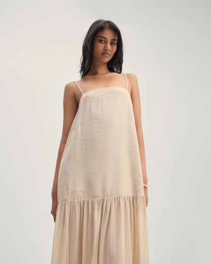 Kristel Linen And Mesh Dress