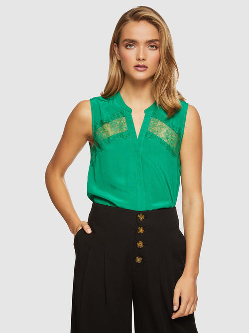 Sofia Lace Insert Sleeveless Shirt