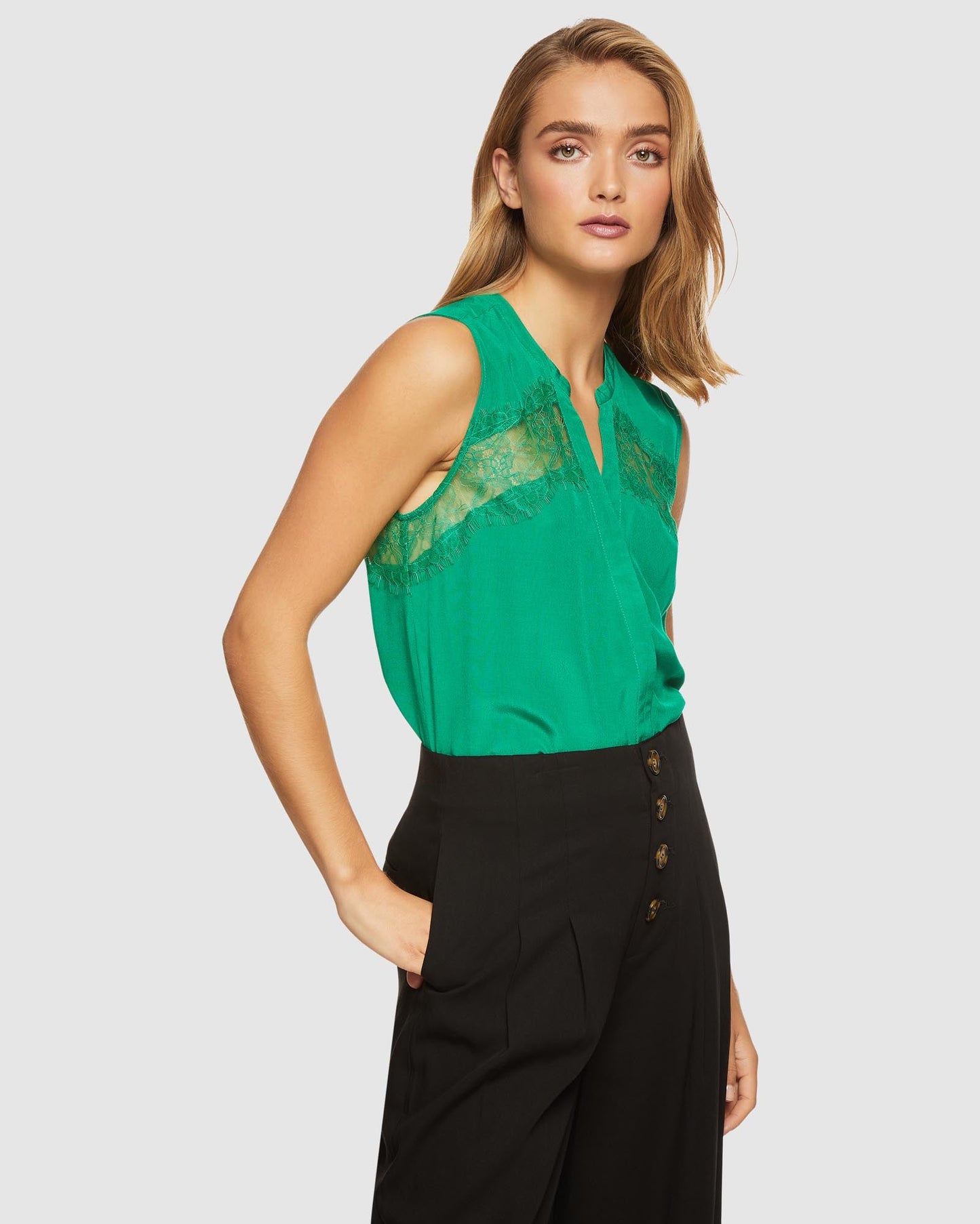 Sofia Lace Insert Sleeveless Shirt