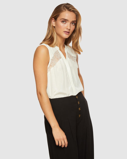 Sofia Lace Insert Sleeveless Shirt
