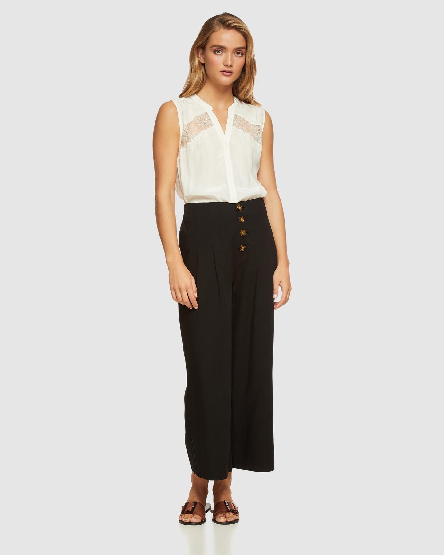 Sofia Lace Insert Sleeveless Shirt