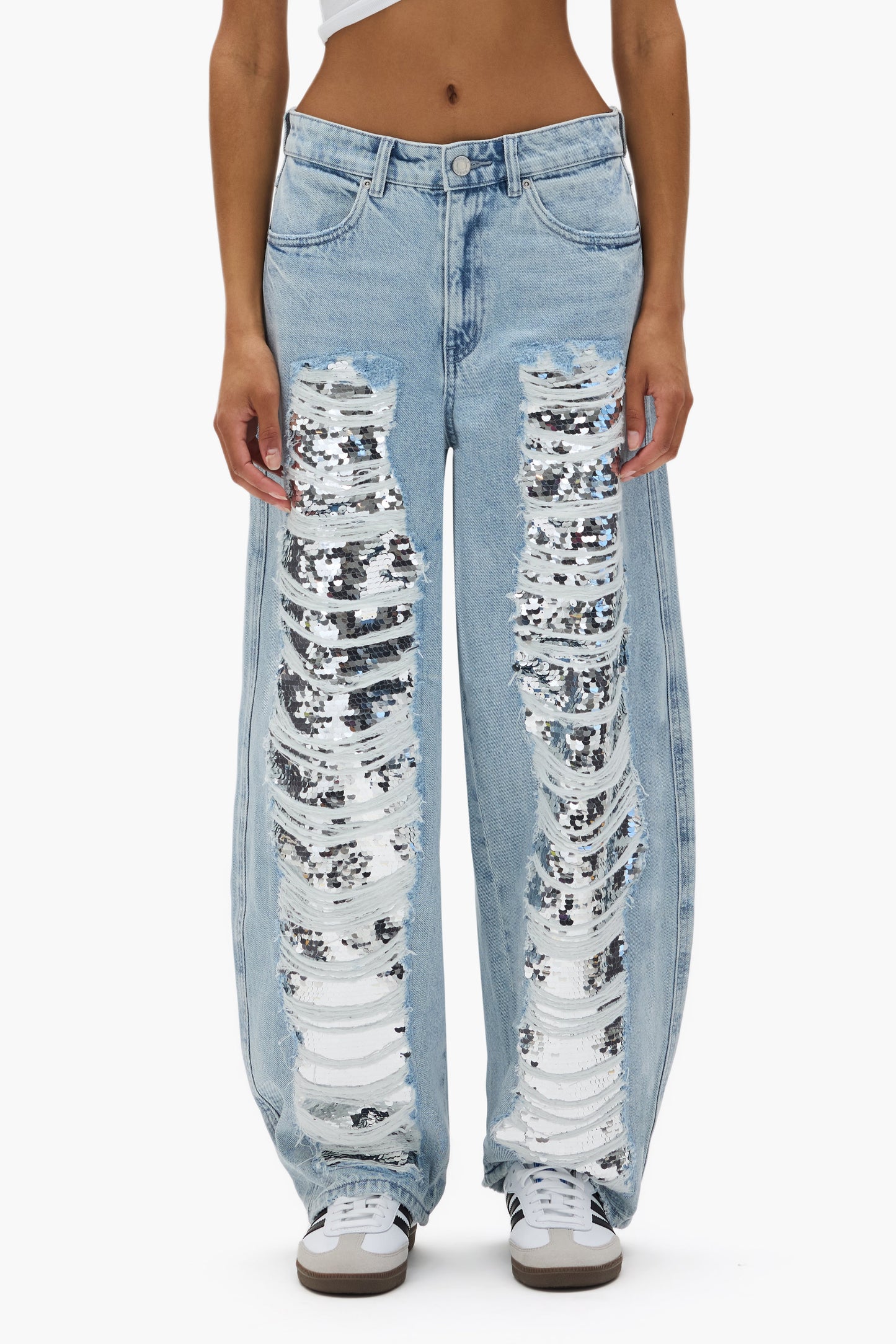 Sequin Blowout Barrel Leg