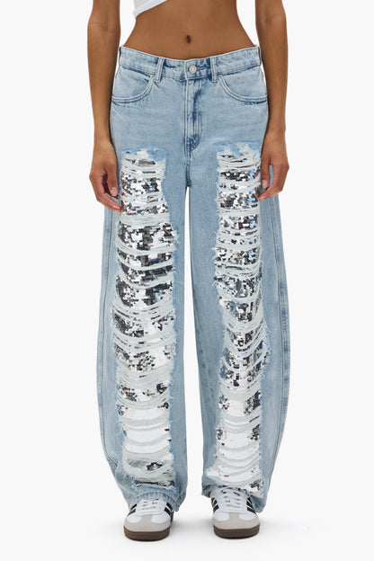 Sequin Blowout Barrel Leg