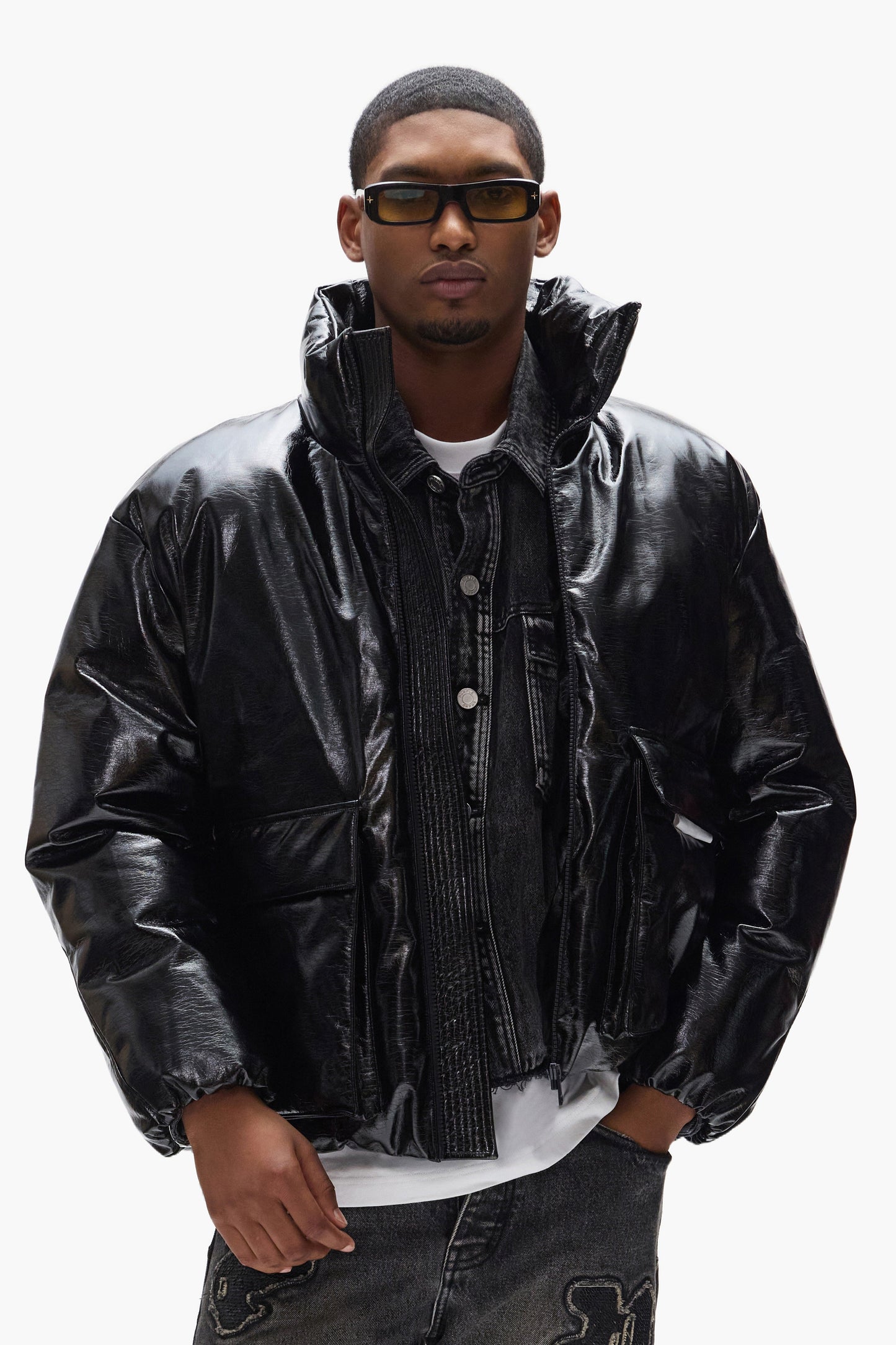 Leather Puffer Jacket