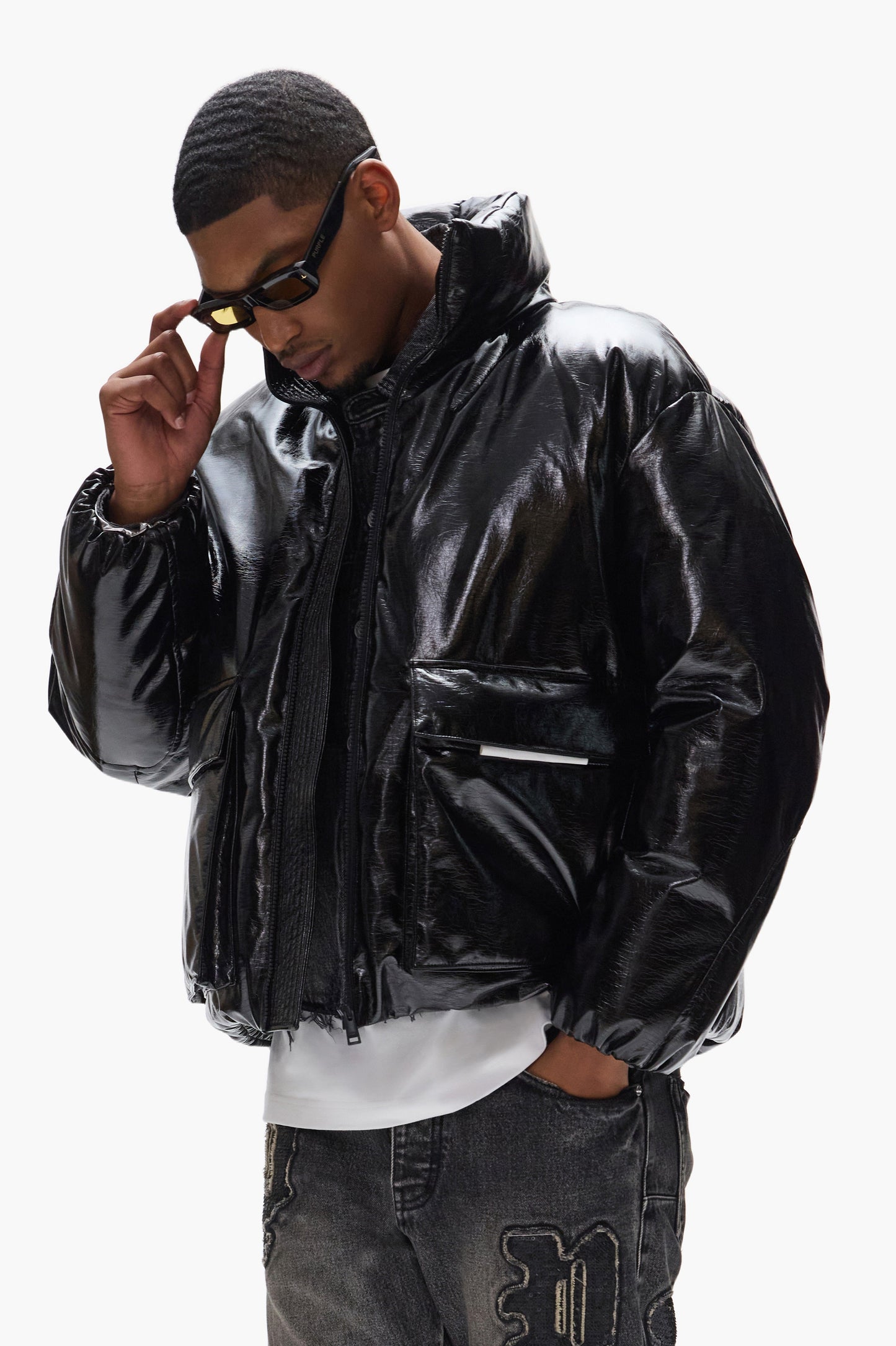 Leather Puffer Jacket