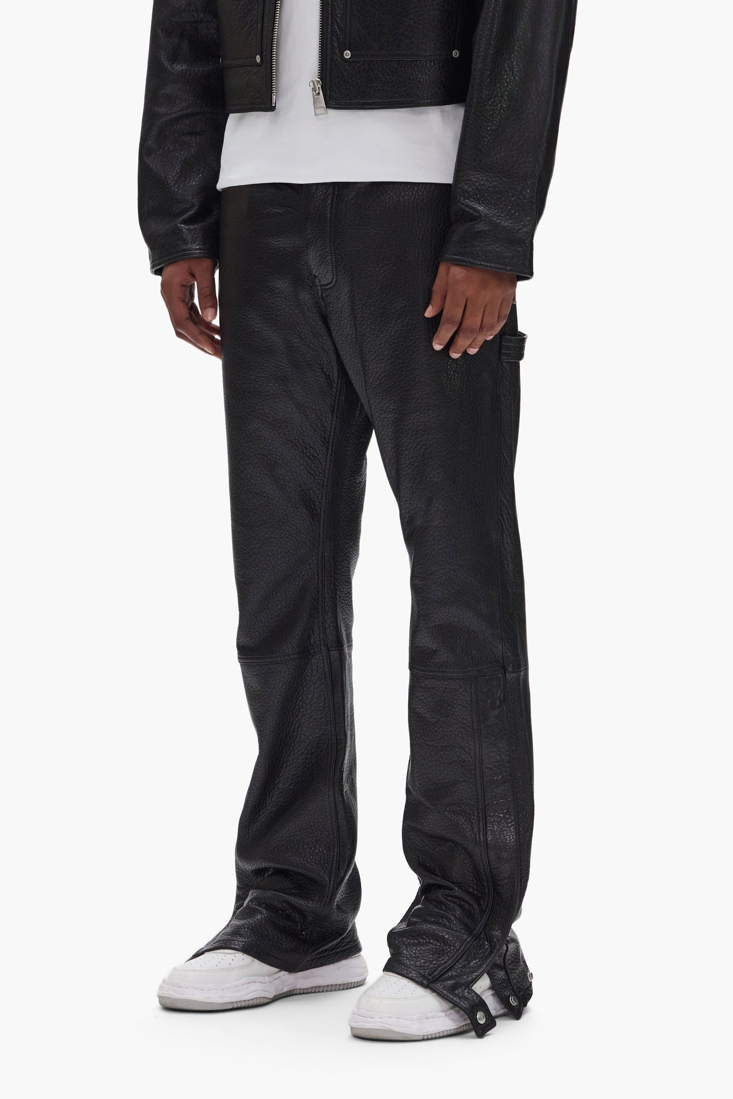 Leather Carpenter Snap Pant