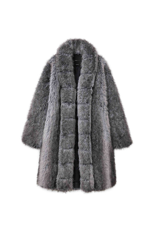 Faux Fur Shawl Collar Coat