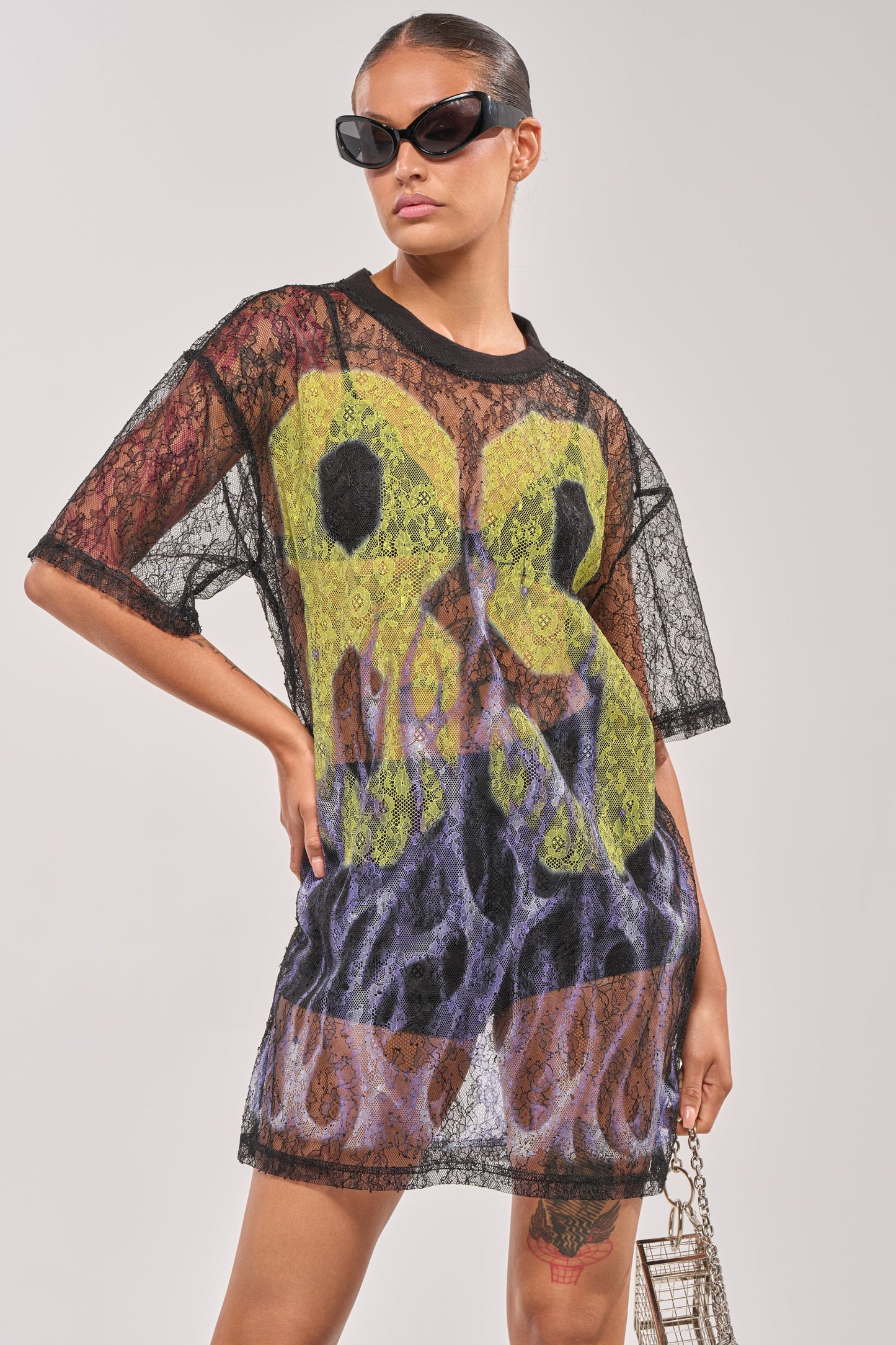 ALL THE RAGE LACE JERSEY MINI DRESS